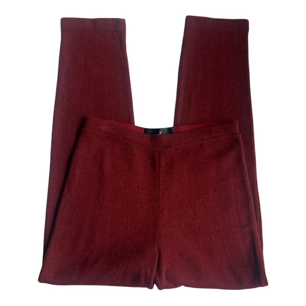 Peruvian Connection Burgundy Straight Leg Wool Blend High Waist Knit Pants M - Picture 3 of 9